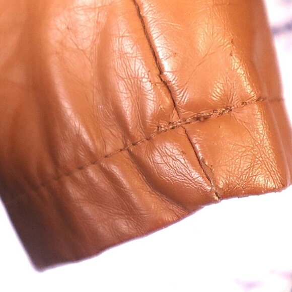 CARAMEL FAUX LEATHER JACKET S Therapy Brown Tan Moto Vegan Fall Classic Retro - Picture 6 of 11